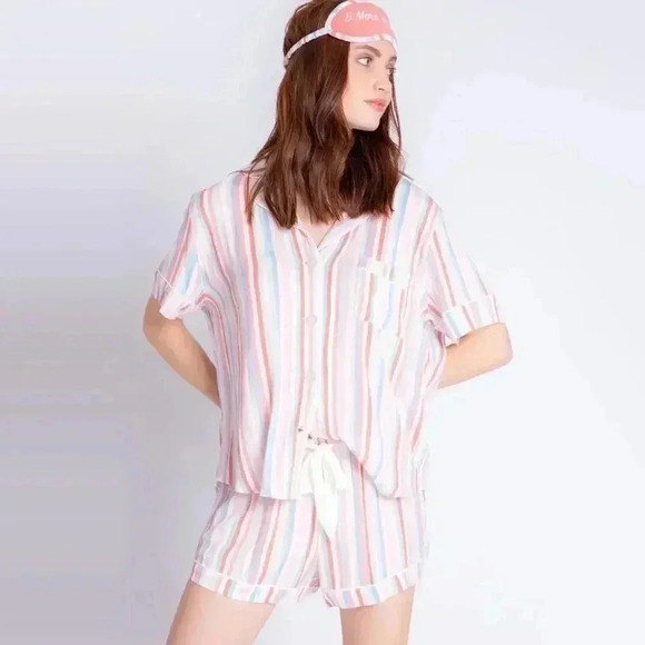 PJ SALVAGE Saturday Morning Woven Stripe Pajama Set - Picture 5 of 16